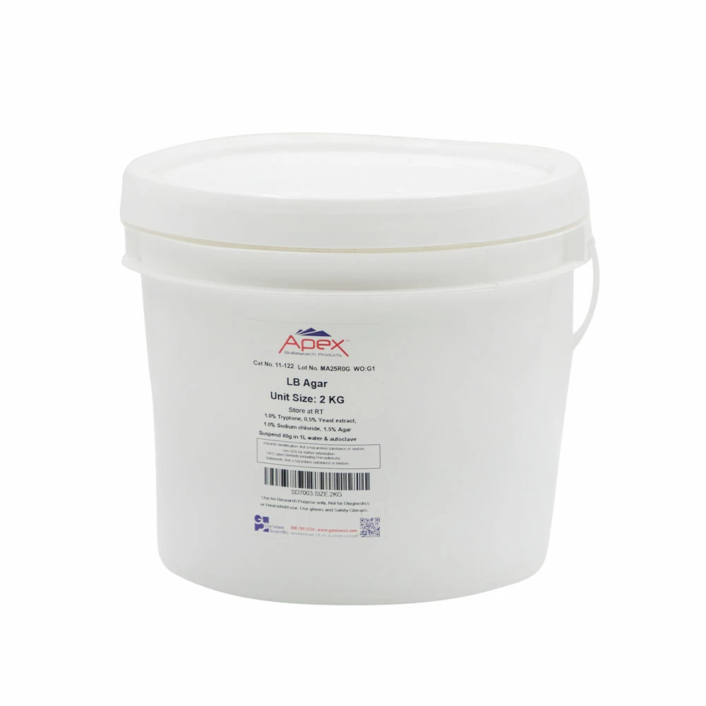 Apex Bioresearch Products 11-122 LB Agar (Miller) Mix, 2kg, High Salt, Powder Premix, 2kg/Unit primary image
