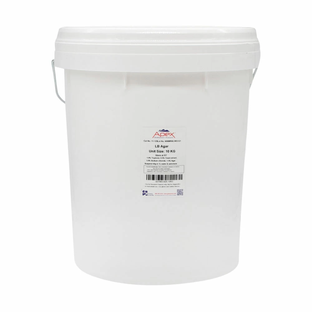 Apex Bioresearch Products 11-123 LB Agar (Miller) Mix, 10kg, High Salt, Powder Premix, 10kg/Unit primary image