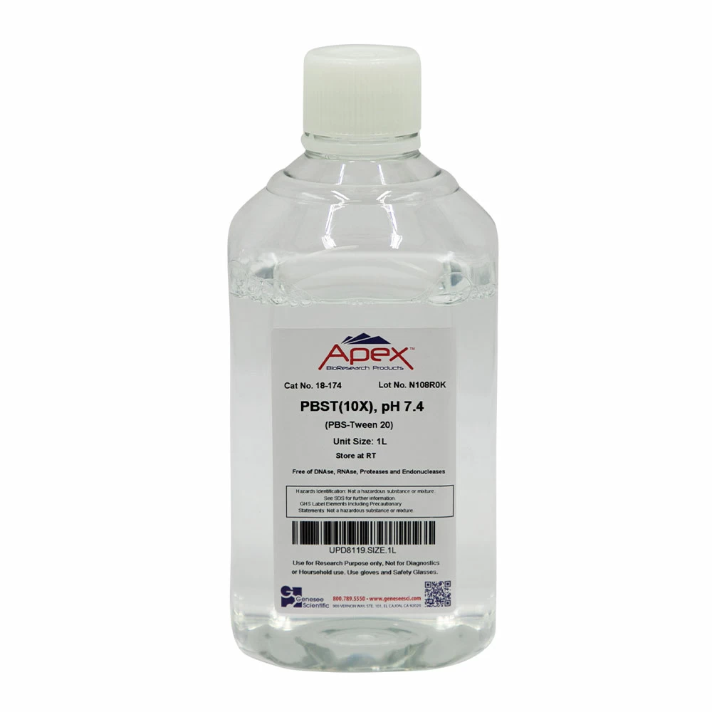 Apex Bioresearch Products 18-174 PBST (PBS-Tween 20), 10X, pH 7.4, 1000ml/Unit primary image
