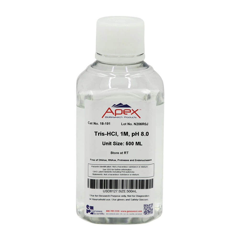 Apex Bioresearch Products 18-191 Tris-HCl, 1M, 1X, pH 8.0, 500ml/Unit primary image