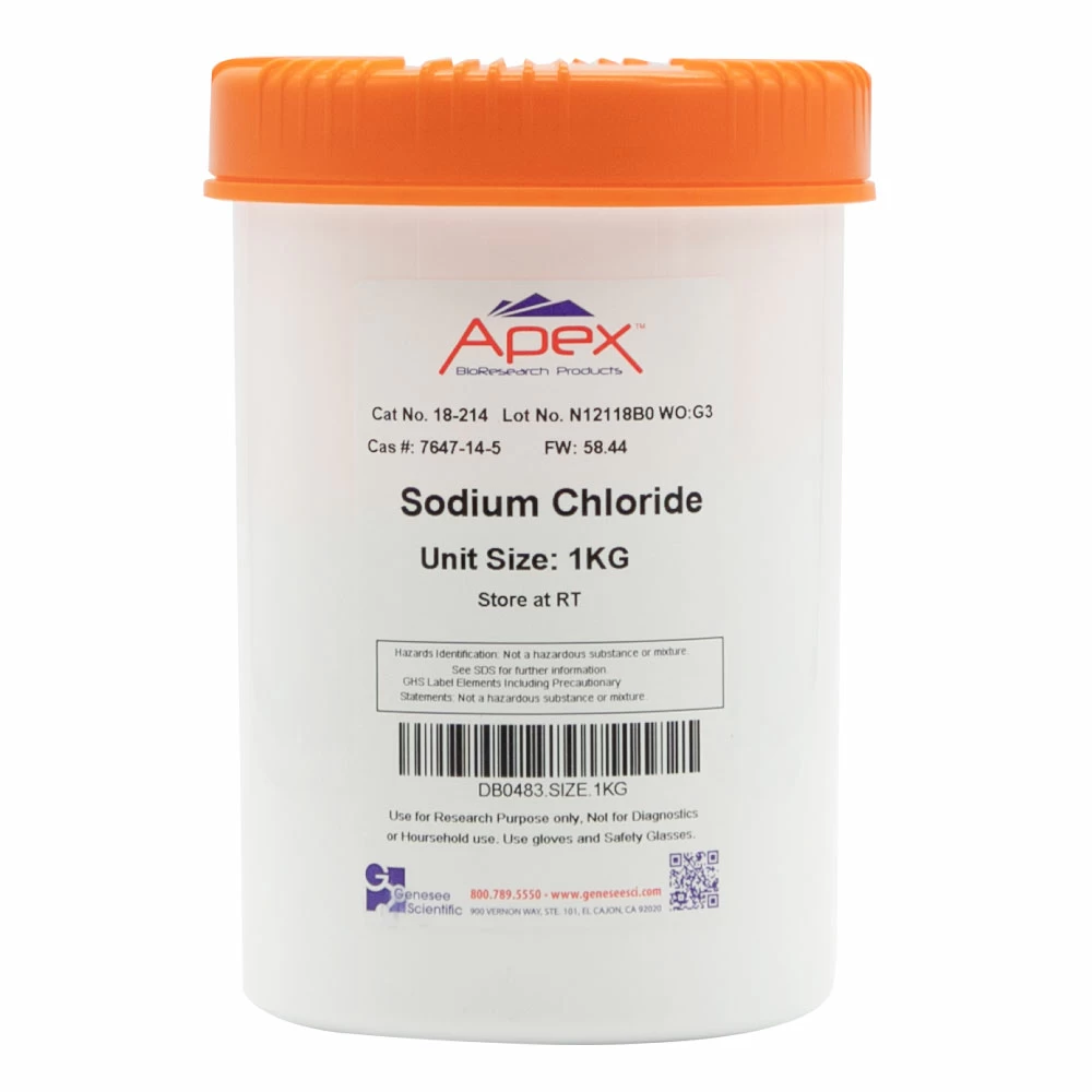 Apex Bioresearch Products 18-214 Sodium Chloride, Molecular/Proteomic Grade, 1000g/Unit primary image