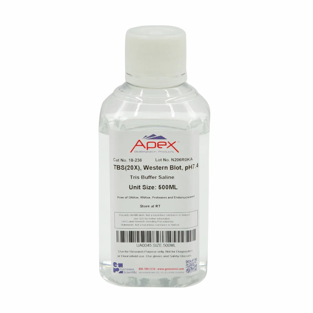 Apex Bioresearch Products 18-236 TBS, 20X, pH 7.4, 500ml/Unit primary image