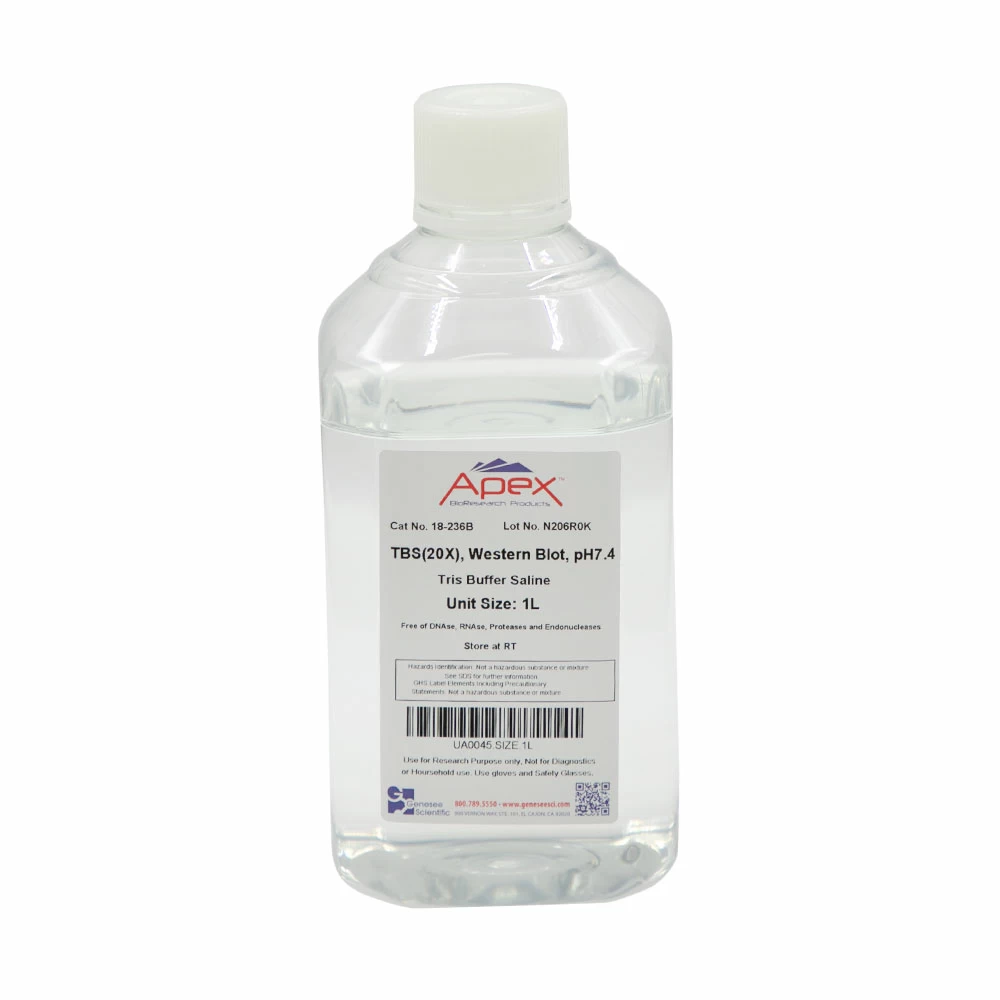 Apex Bioresearch Products 18-236B TBS, 20X, pH 7.4, 1000ml/Unit primary image