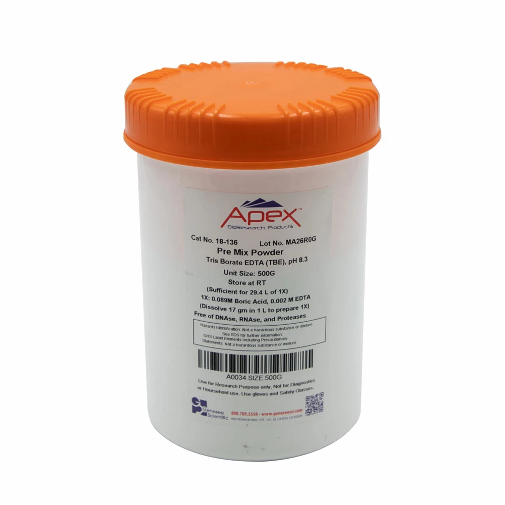 Apex Bioresearch Products 18-136 TBE, 1X, pH 8.3, Makes 29.4L of 1X, 500g/Unit primary image