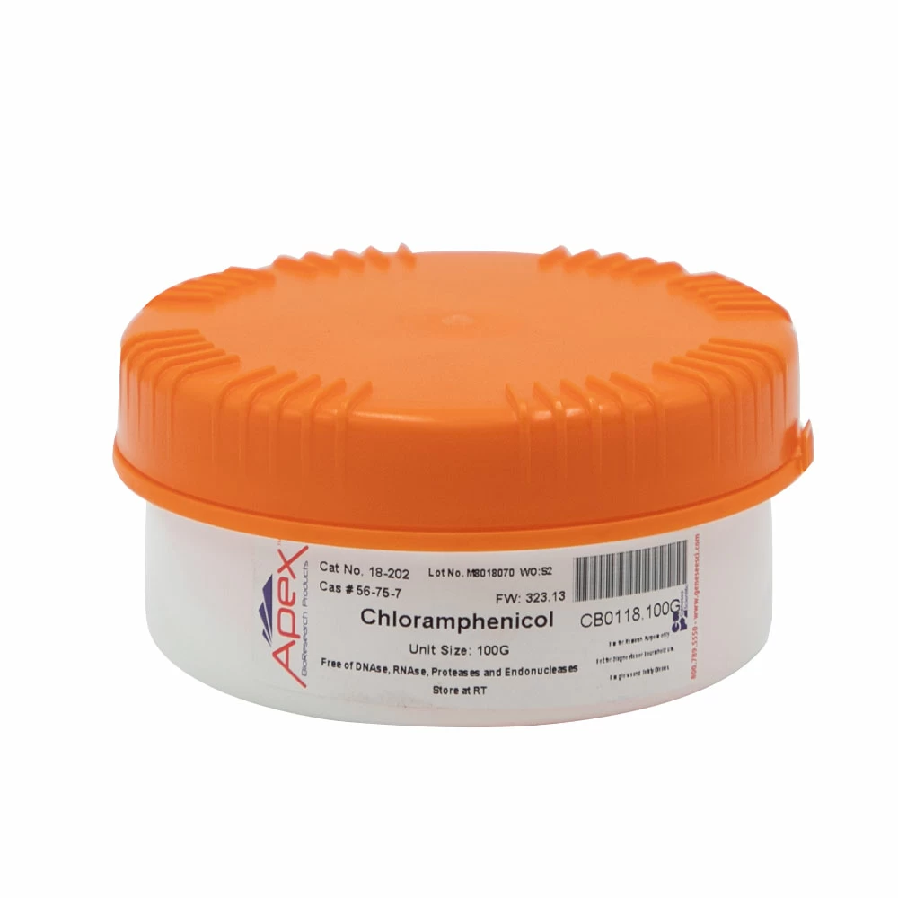 Apex Bioresearch Products 18-202 Chloramphenicol, Molecular/Proteomic Grade, 100g/Unit primary image