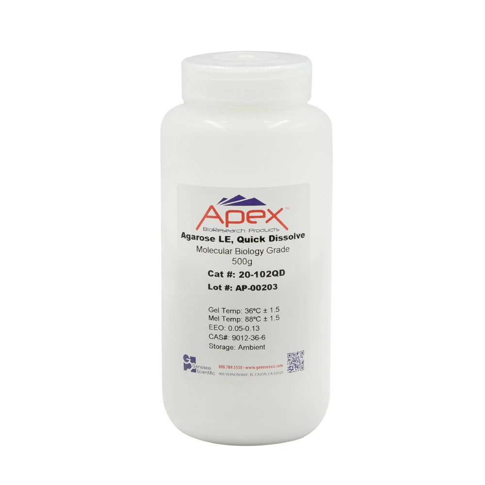 Apex Bioresearch Products 20-102QD Apex Quick Dissolve LE Agarose, Ultra  Pure, 500g/Unit - 20-102QD
