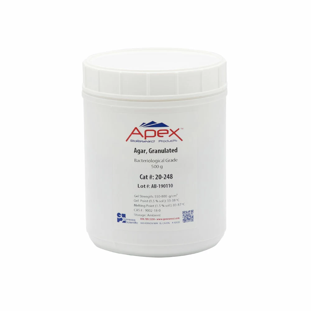 Apex Bioresearch Products 20-248 Apex Granulated Agar, 500g, Bacteriological Grade, 500g/Unit primary image