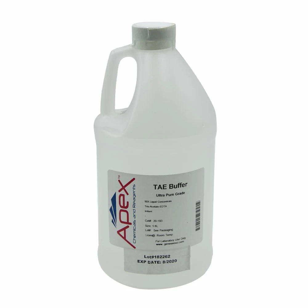 Apex Bioresearch Products 20-193 TAE 50X Liquid Concentrate, Ultra Pure Grade Solution, 1.6 Liters/Unit primary image