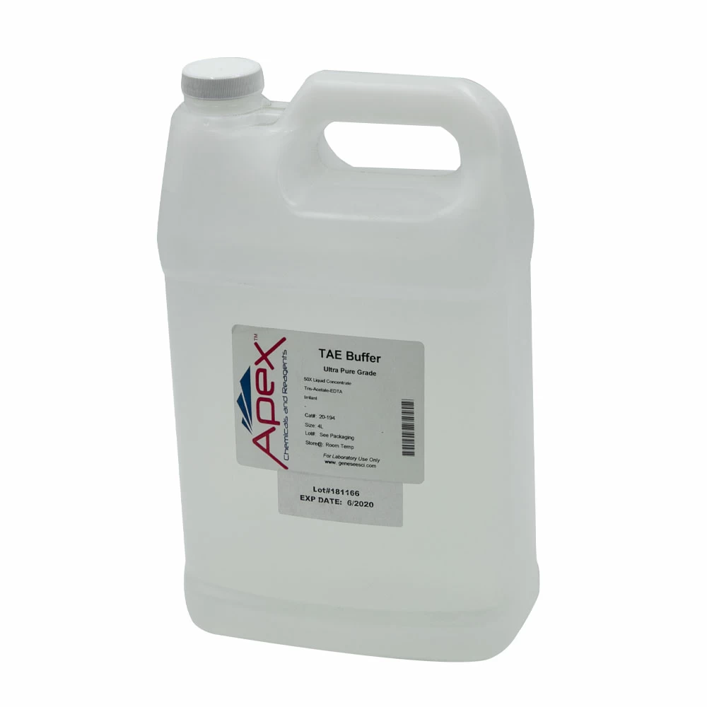 Apex Bioresearch Products 20-194 TAE 50X Liquid Concentrate, Ultra Pure Grade Solution, 4 Liters/Unit primary image