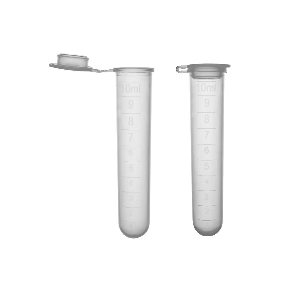 MTC Bio C0910 10ml Round Bottom Tube with Attached Snap Cap, Sterile, Molded Graduations, 100/Bag, 1000 Tubes/Unit Primary Image