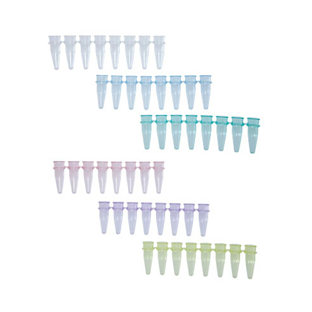 Olympus Plastics 24-161A, 0.2ml 8-Strip PCR Tubes, No Caps Ultra Thin Wall, Assorted Colo, Box of 125 Strips/Unit primary image