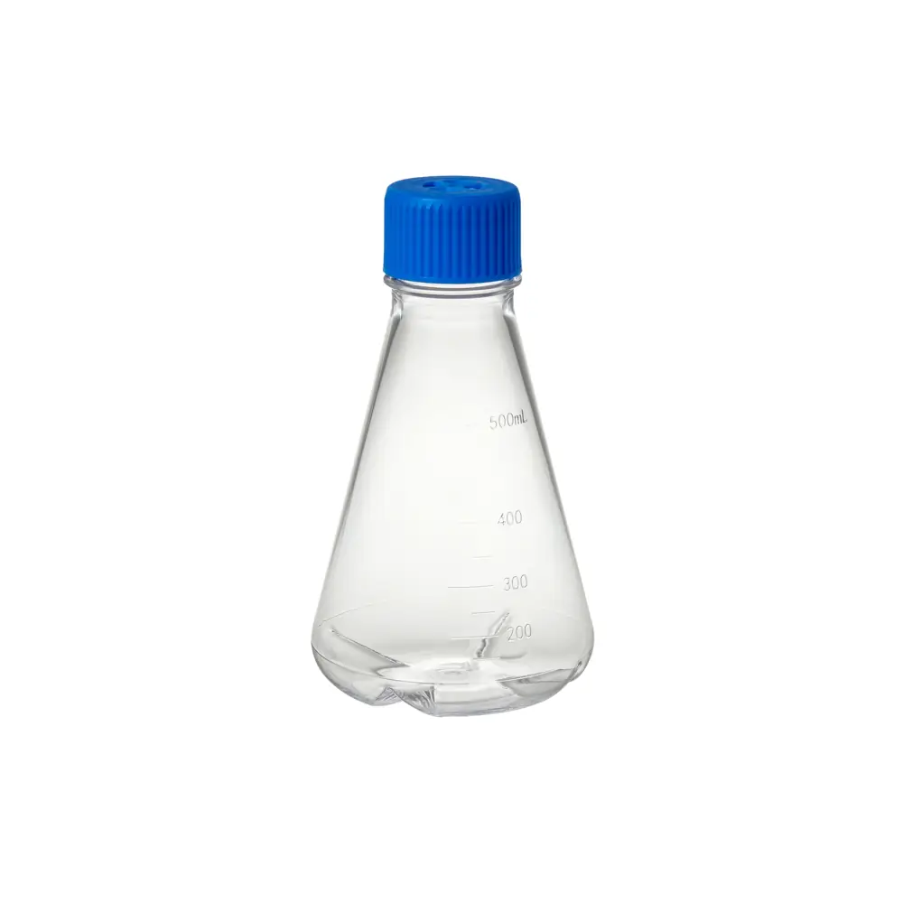 MTC Bio F4062-B 500ml Erlenmeyer Flask, Baffled Bottom, Sterile, With Vented Screw Cap, 12 Flasks/Unit Primary Image