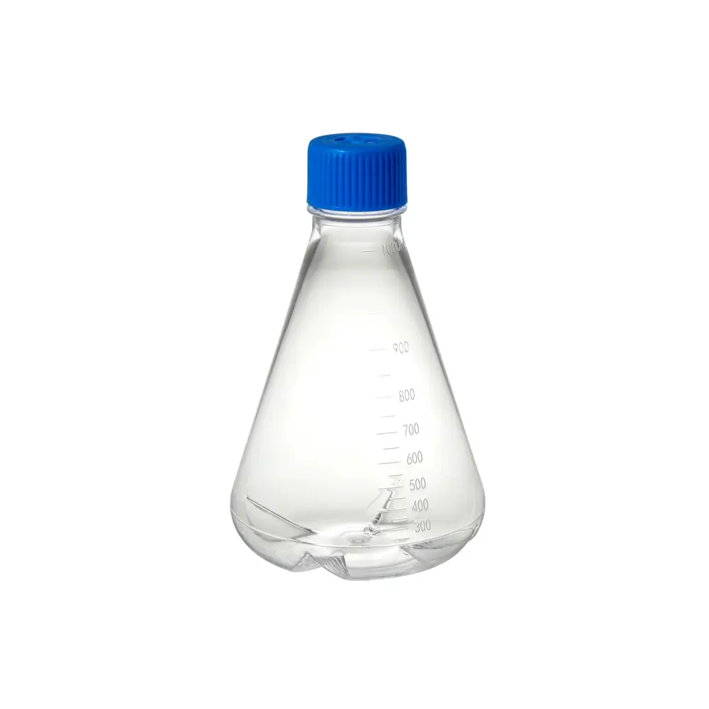 MTC Bio F4063-B 1000ml Erlenmeyer Flask, Baffled Bottom, Sterile, With Vented Screw Cap, 6 Flasks/Unit Primary Image