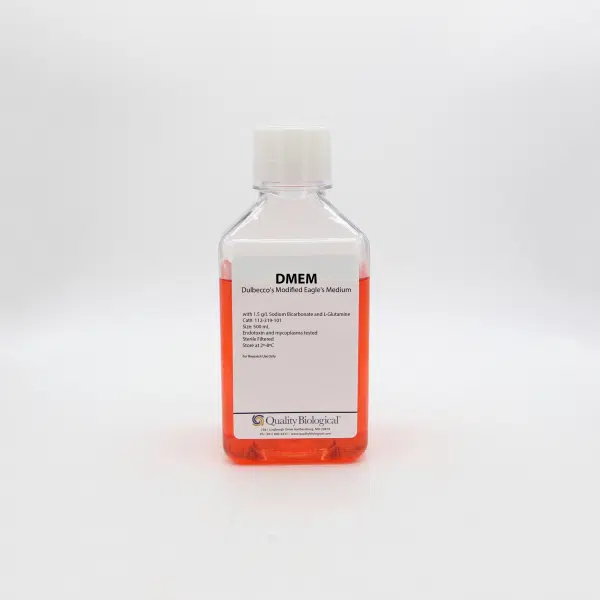 QBI 112-319-101 DMEM with 1.5g/L Sodium Bicarbonate & L-Glutamine, w/ High Gluc, Sodium Bicarb, 500 mL/Unit Primary Image