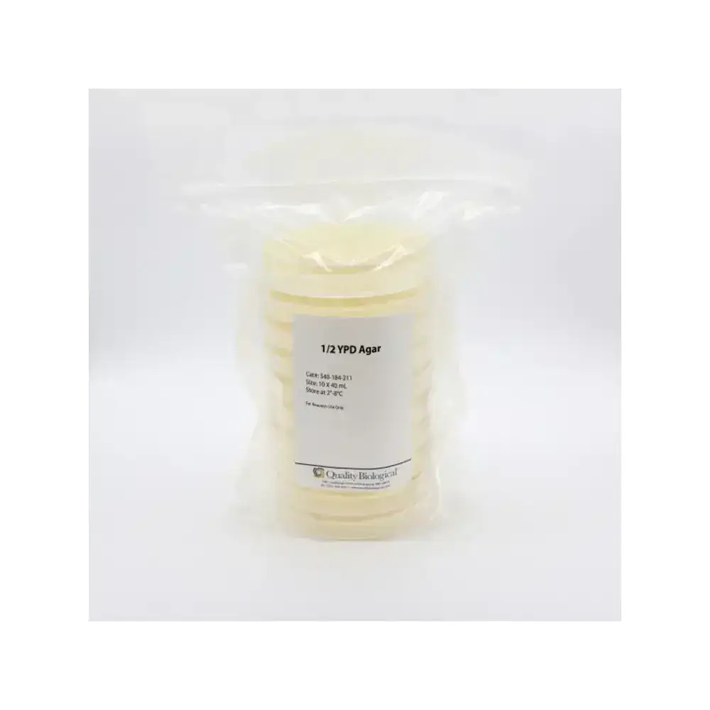 Quality Biological Inc 340-184-231 1/2 YPD Agar Plates, 1/2 YPD Plates, 25ml , 100 Plates/Unit Primary Image