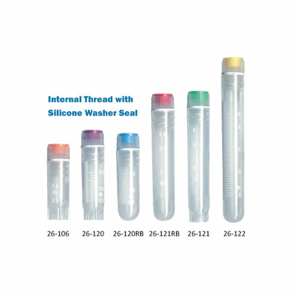 Simport T311-4, 4.0ml Round Bottom Cryovial Internal Thread w/ Washer Seal, 10 Bags of 100 Tubes/Unit primary image