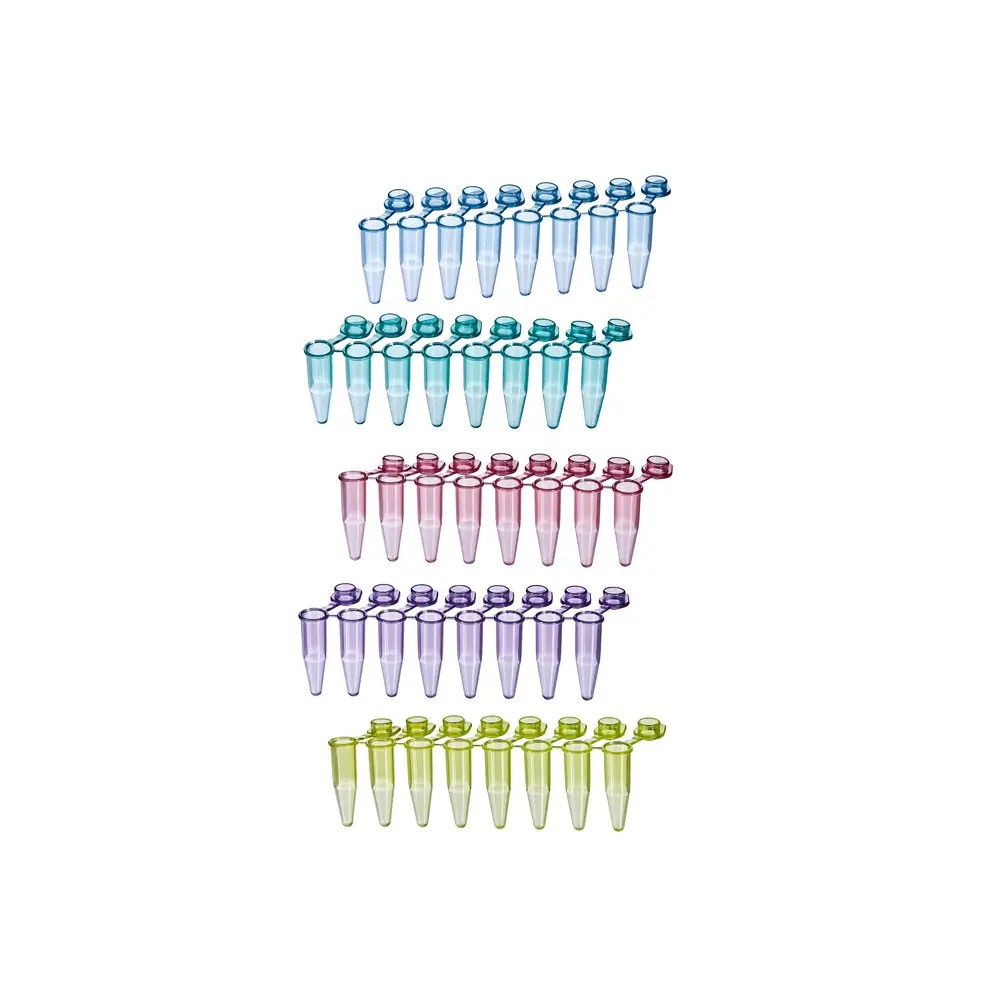 Olympus Plastics 27-104A, 0.2ml 8-Strip PCR Tubes, Assorted SnapStrip,Individual Dome Caps, 120 Strips/Unit primary image