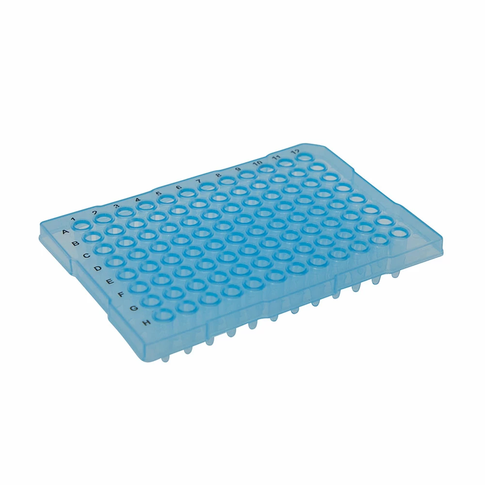 Olympus Plastics 27-108B, Olympus 96-Well PCR Plate, Semi-Skirted Flat Rim, Blue, 10 Plates/Unit primary image