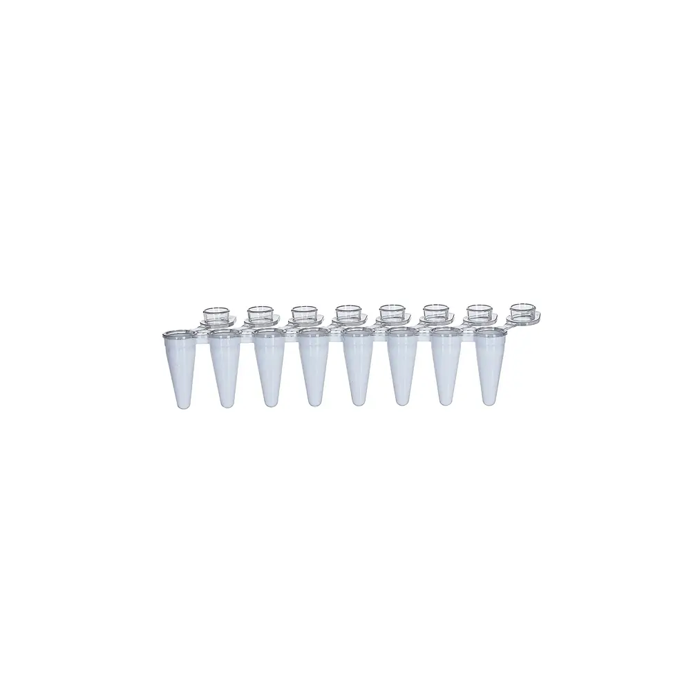 Olympus Plastics 27-125LW, 0.1ml 8-Strip PCR Tubes, Low Profile, White Individual Attached Flat Caps,, 120 Strips/Unit primary image