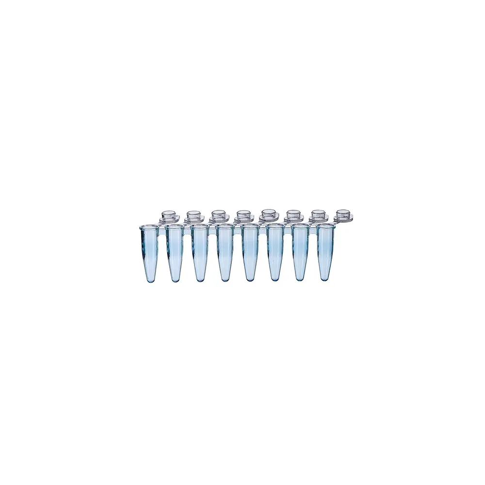 Olympus Plastics 27-125UB, 0.2ml 8-Strip PCR Tubes, Blue Flex-Free,Individual Flat Caps, 120 Strips/Unit primary image