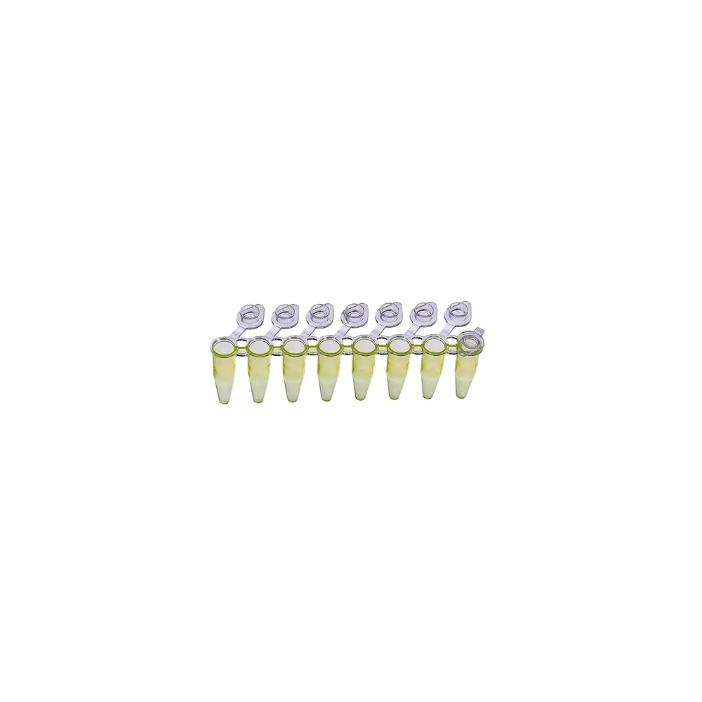 Olympus Plastics 27-125UY, 0.2ml 8-Strip PCR Tubes, Yellow Flex-Free,Individual Flat Caps, 120 Strips/Unit primary image