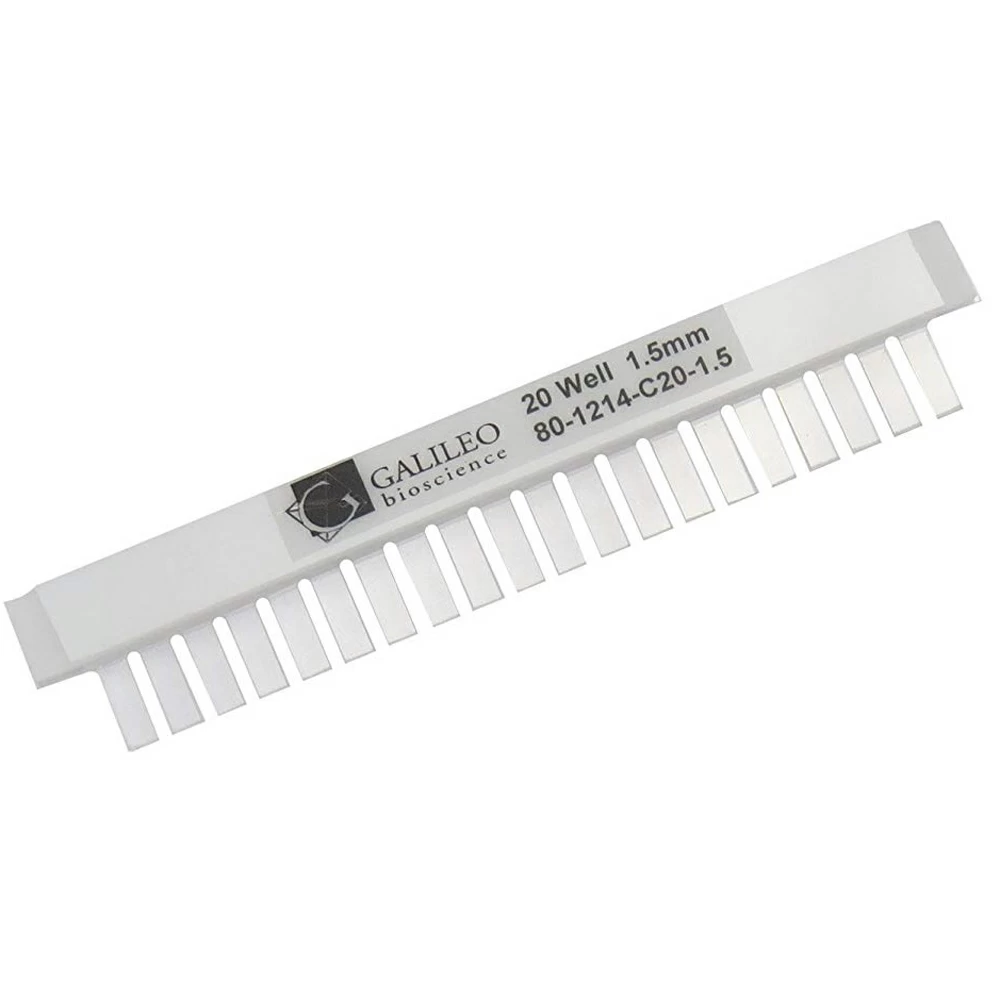 Genesee Scientific 33-611C20W Comb, 20 Tooth, 1.5mm Thick, 12 x 14cm Gel Box Accessory, 1 Comb/Unit primary image