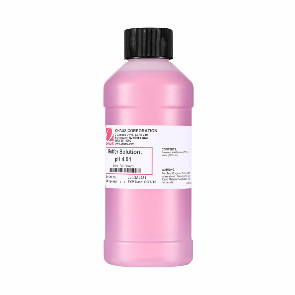 OHAUS 30100425 pH Buffer Solution, pH 4.01, 1 x 250ml Bottle/Unit primary image