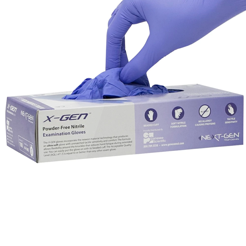 X-GEN Nitrile Gloves Large 1 Box of 100 Gloves/Unit 3 mil Cobalt Violet Blue PF