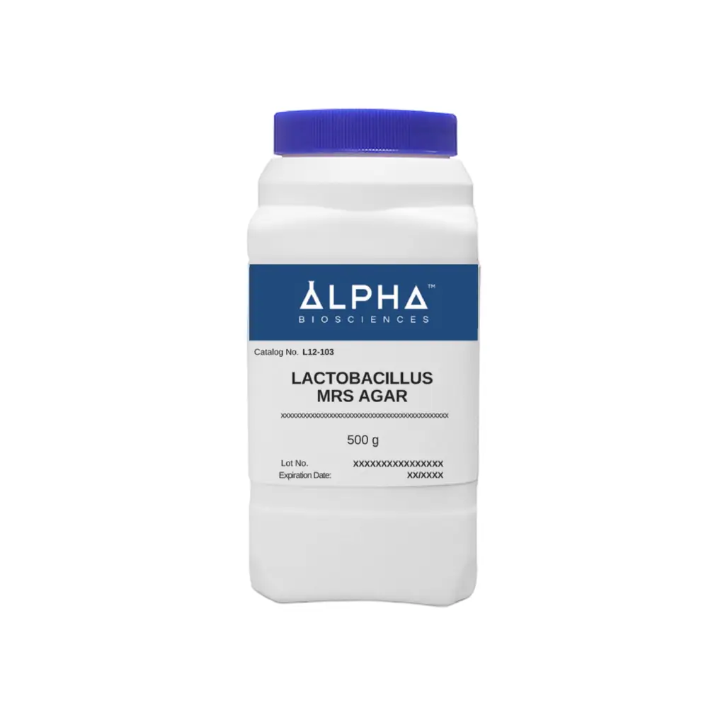 Alpha Biosciences L12-103-2kg Lactobacilli Mrs Agar [Lmrs Agar] (L12-103), Alpha Biosciences, 2kg/Unit Primary Image