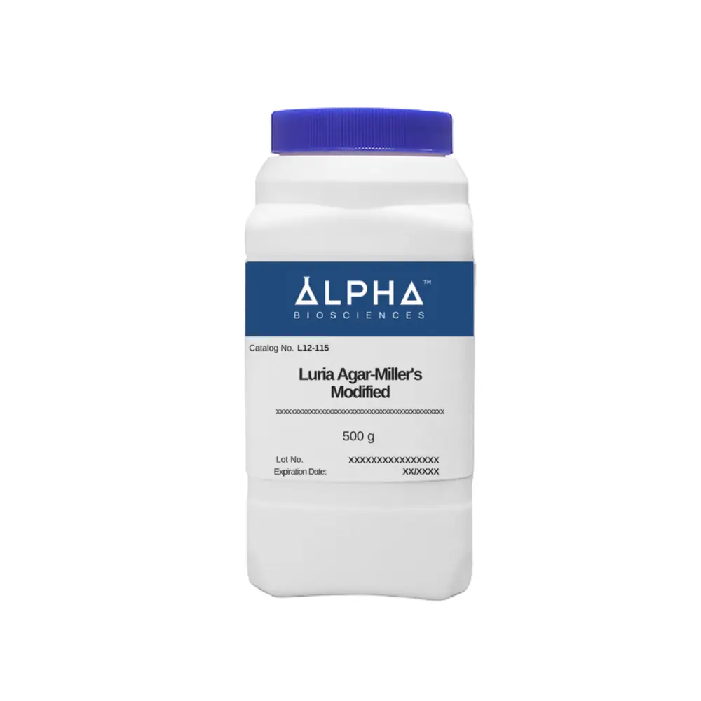 Alpha Biosciences L12-115-500g Luria Agar - Miller'S Modified (L12-115), Alpha Biosciences, 500g/Unit Primary Image