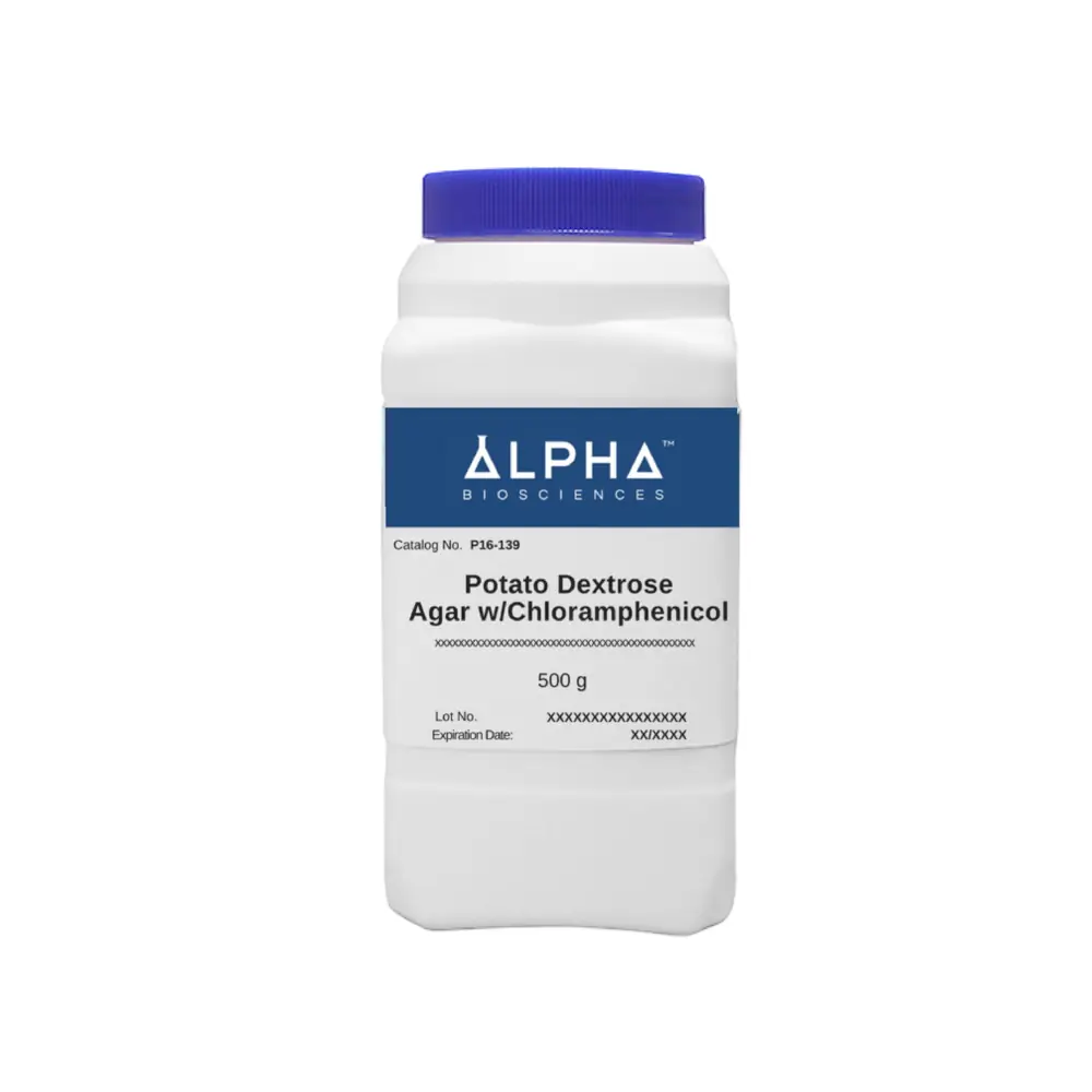 Alpha Biosciences P16-139-500g Potato Dextrose Agar W/ Chloramphenicol (P16-139), Alpha Biosciences, 500g/Unit Primary Image