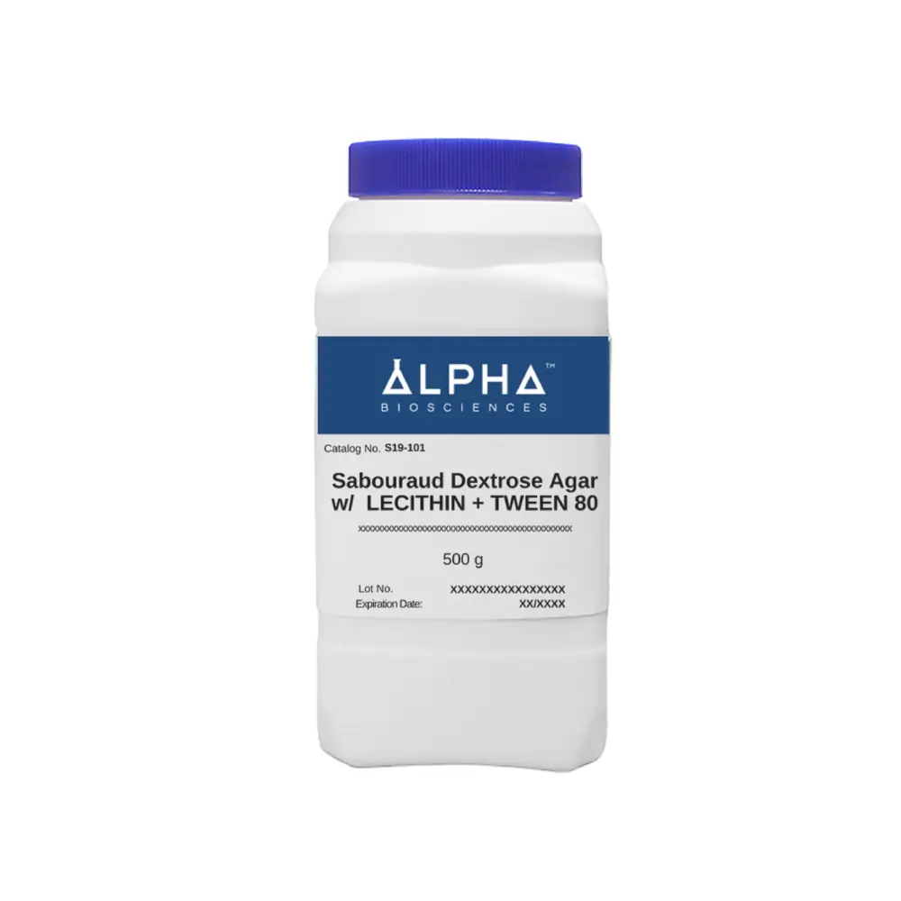 Alpha Biosciences S19-101-500g S D A With Lecithin + Tween 80 (S19-101), Alpha Biosciences, 500g/Unit Primary Image
