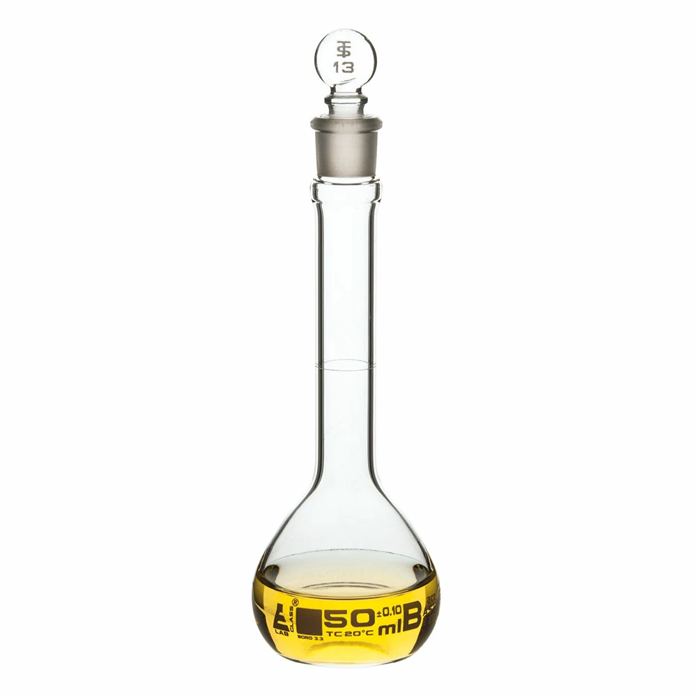 Eisco CH0442B, 50ml Volumetric Flask w/ Glass Stopper Class B, 1