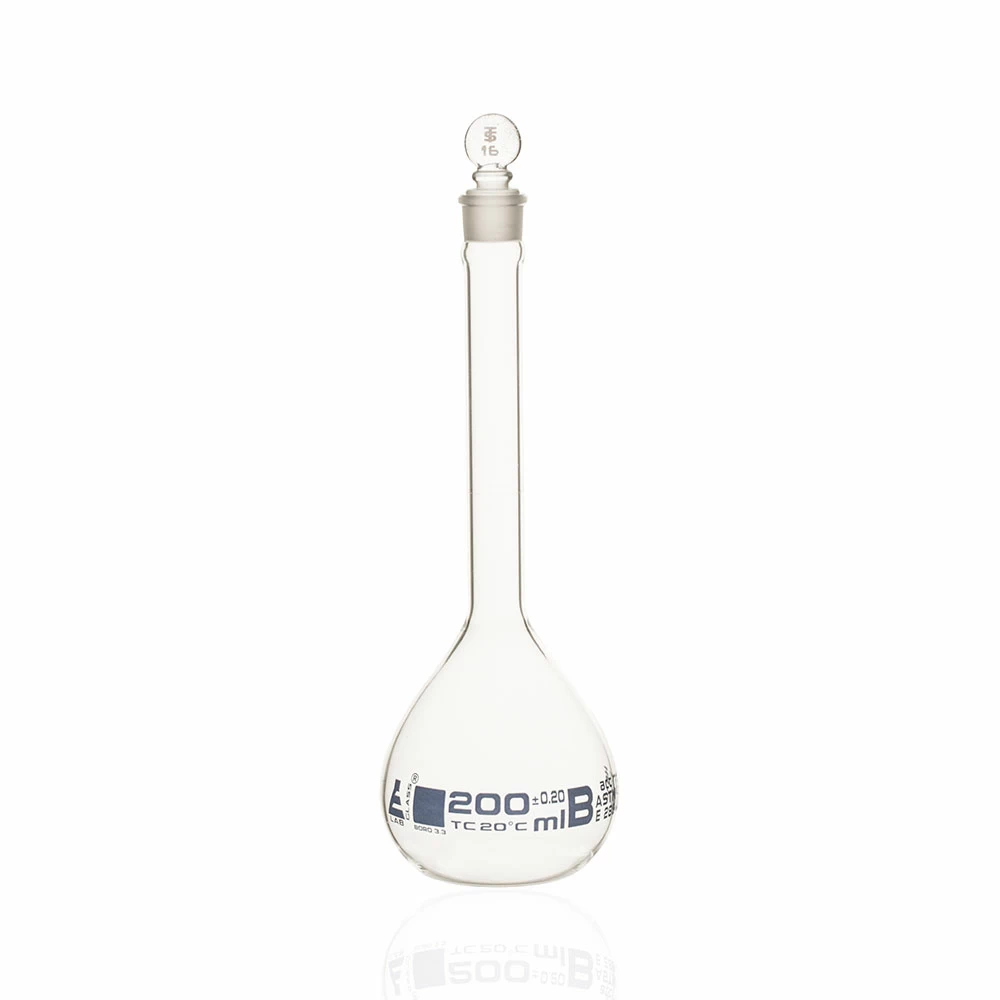 Eisco CH0442D, 200ml Volumetric Flask w/ Glass Stopper Class B, 1