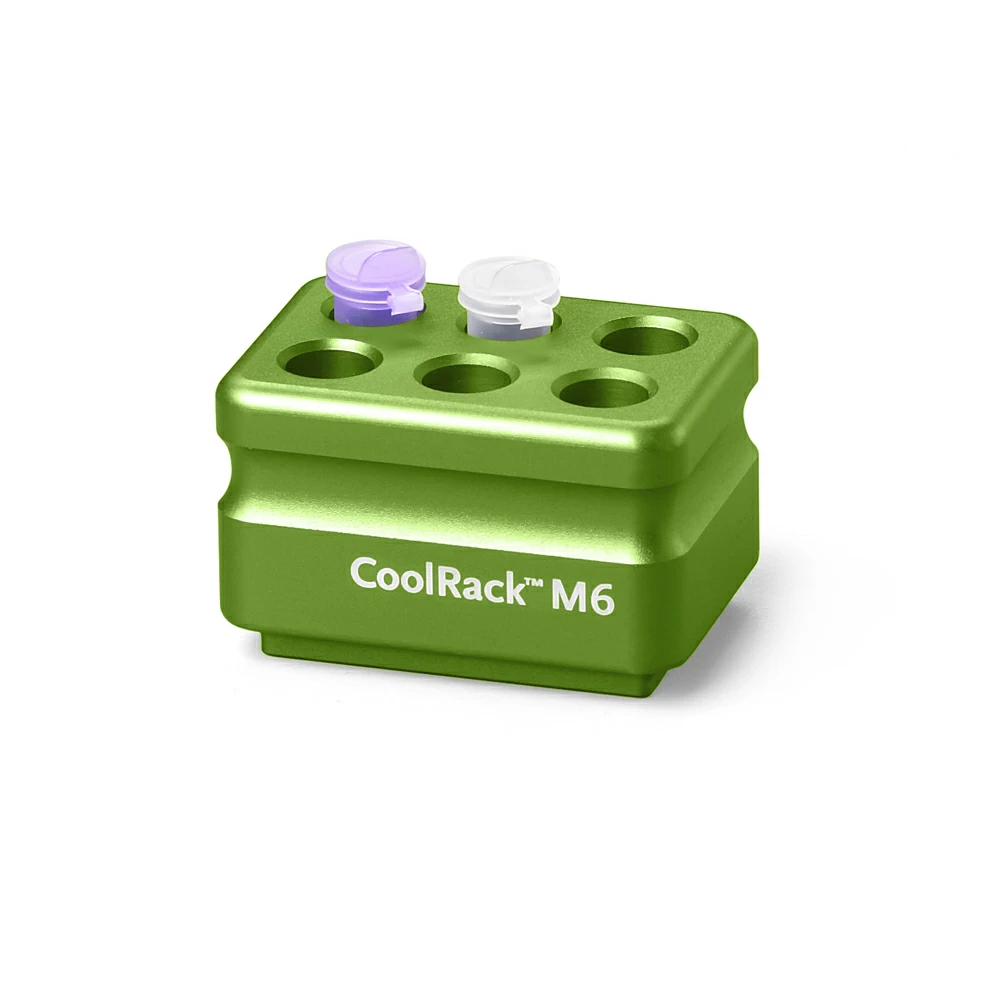 BioCision BCS-164, CoolRack M6, green 6 x 1.5/2ml microfuge tubes, 1 Rack/Unit primary image