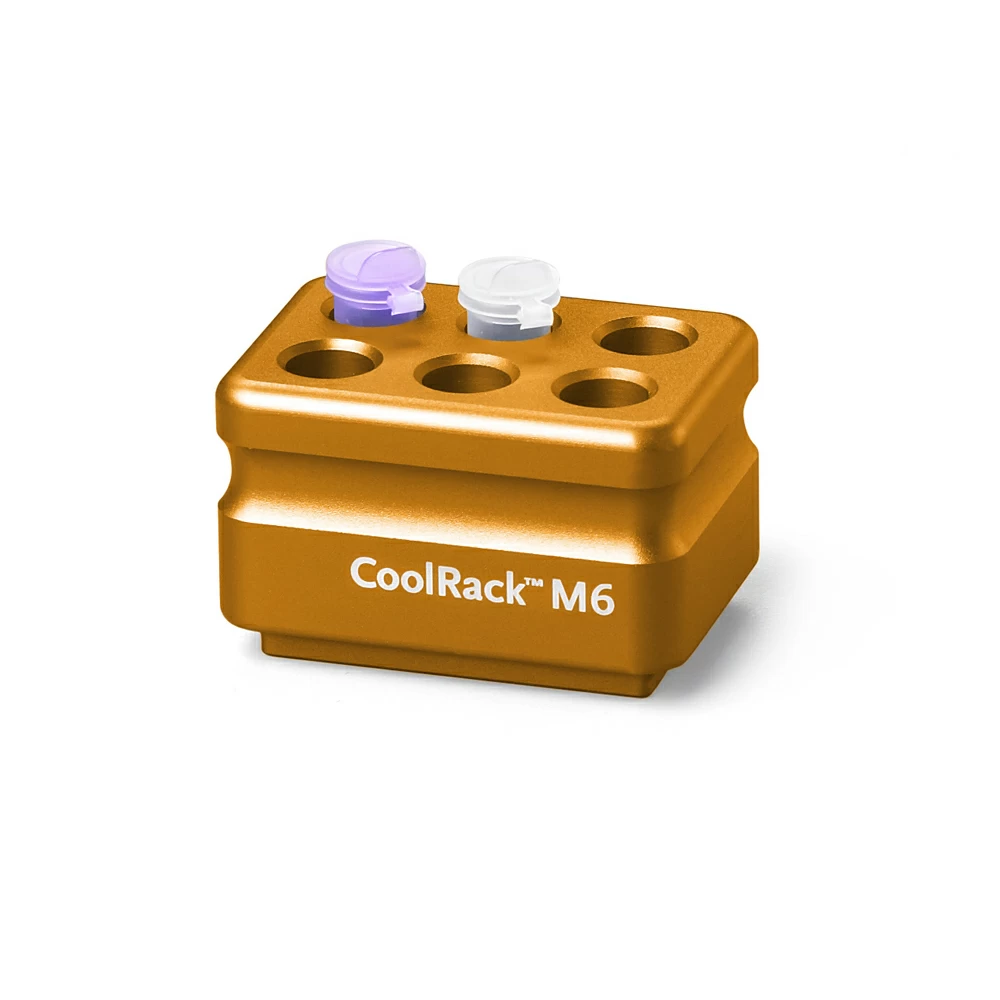 BioCision BCS-165, CoolRack M6, orange 6 x 1.5/2ml microfuge tubes, 1 Rack/Unit primary image