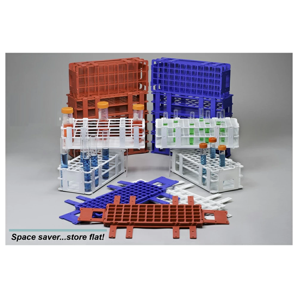 Bel-Art 18747-0000, No-Wire Test Tube Rack 10 - 13mm 90-Place, Blue, 1 Test Tube Rack/Unit primary image