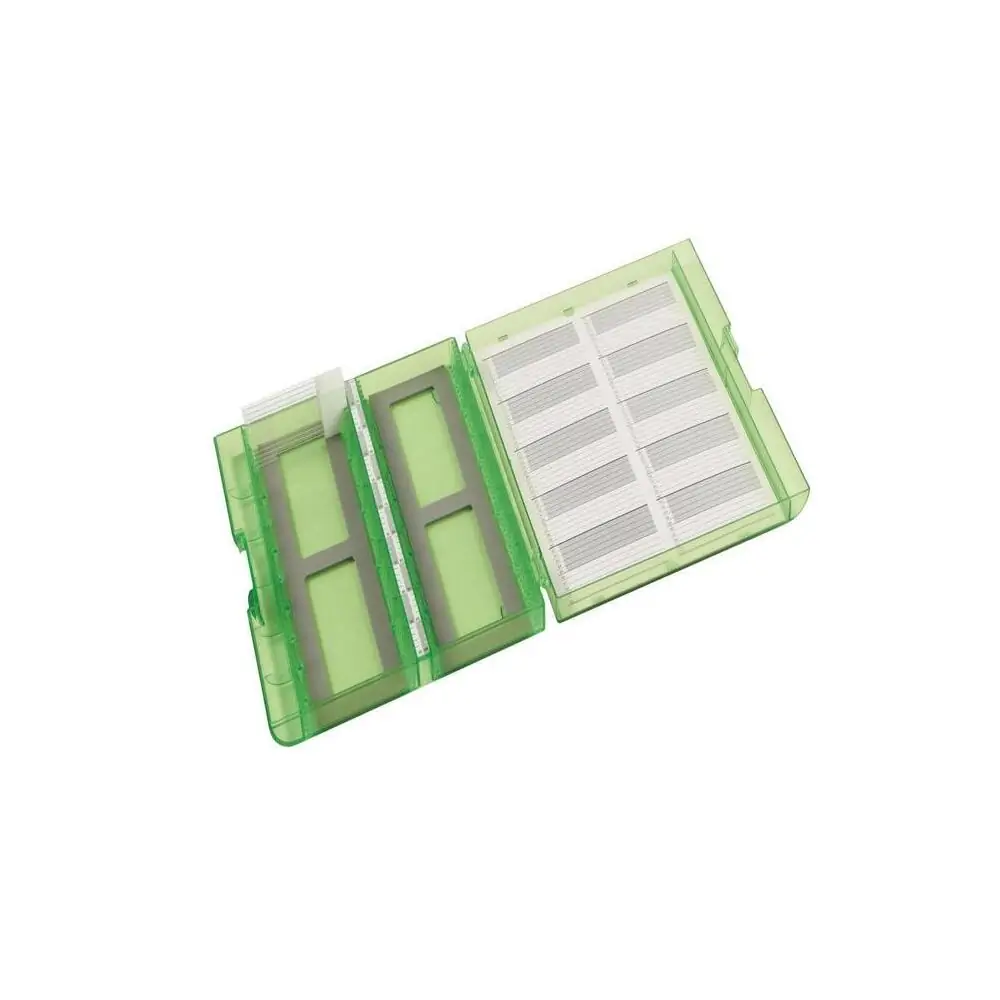 Genesee Scientific 93-205 Premium Plus Slide Box 100-Place, Green, 5 Boxes/Unit Primary Image