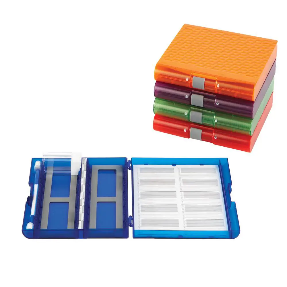 Genesee Scientific 93-208 Premium Plus Slide Box 100-Place, Assorted Colors, 5 Boxes/Unit Primary Image