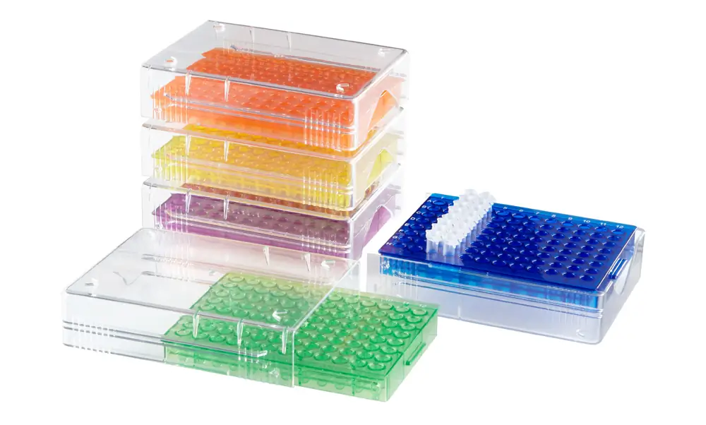 Genesee Scientific 93-218 Low-Temp PCR Rack 96-well, Assorted Colors, 5 Racks/Unit Primary Image