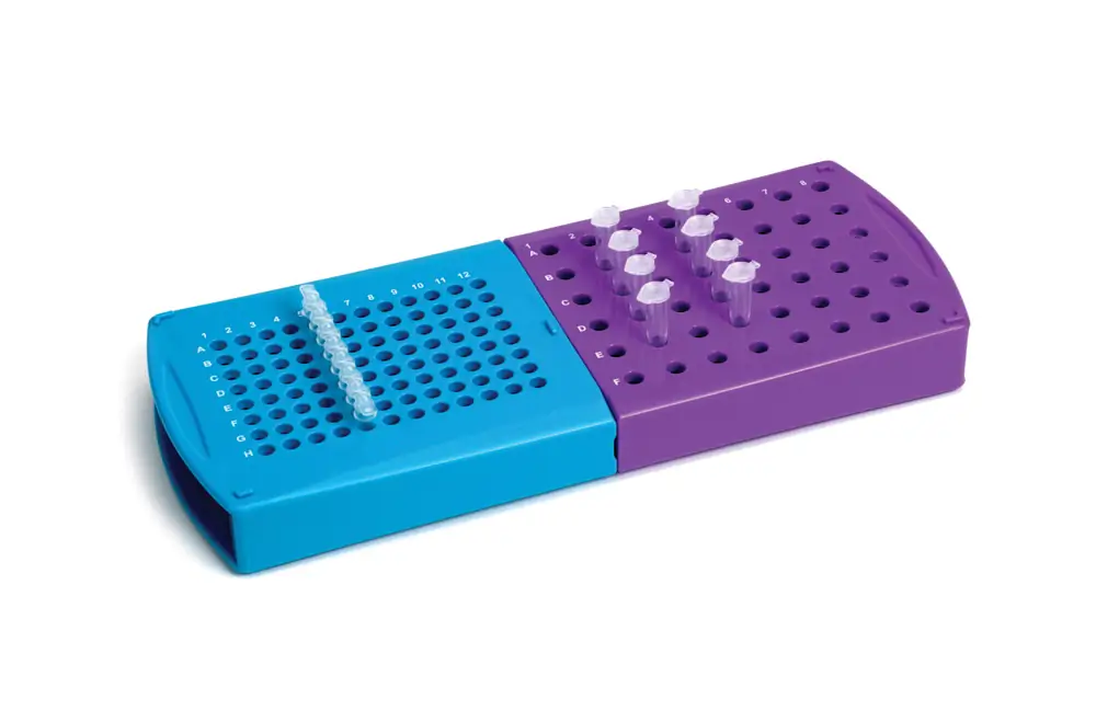 Genesee Scientific 93-235 Rotating Duo Tube Rack, Blue and Purple, 1 Rack/Unit Secondary Image