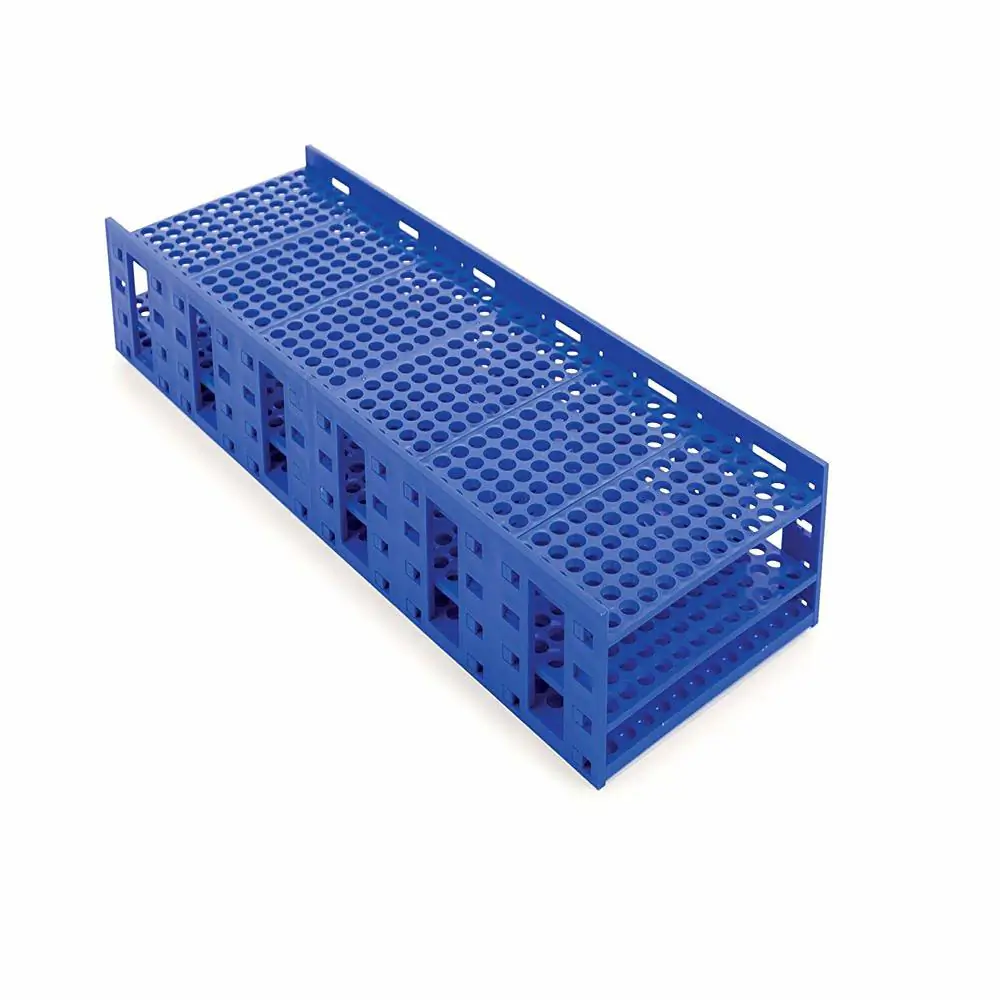 Genesee Scientific 93-274 XL Tube Double Rack for 10-13 mm Tubes, Blue, 1 Rack/Unit Primary Image