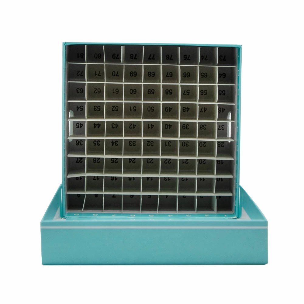 Genesee Scientific 30-190B, Hinged Cardboard Freezer Box, Blue 81-Place, 5  Boxes/Unit