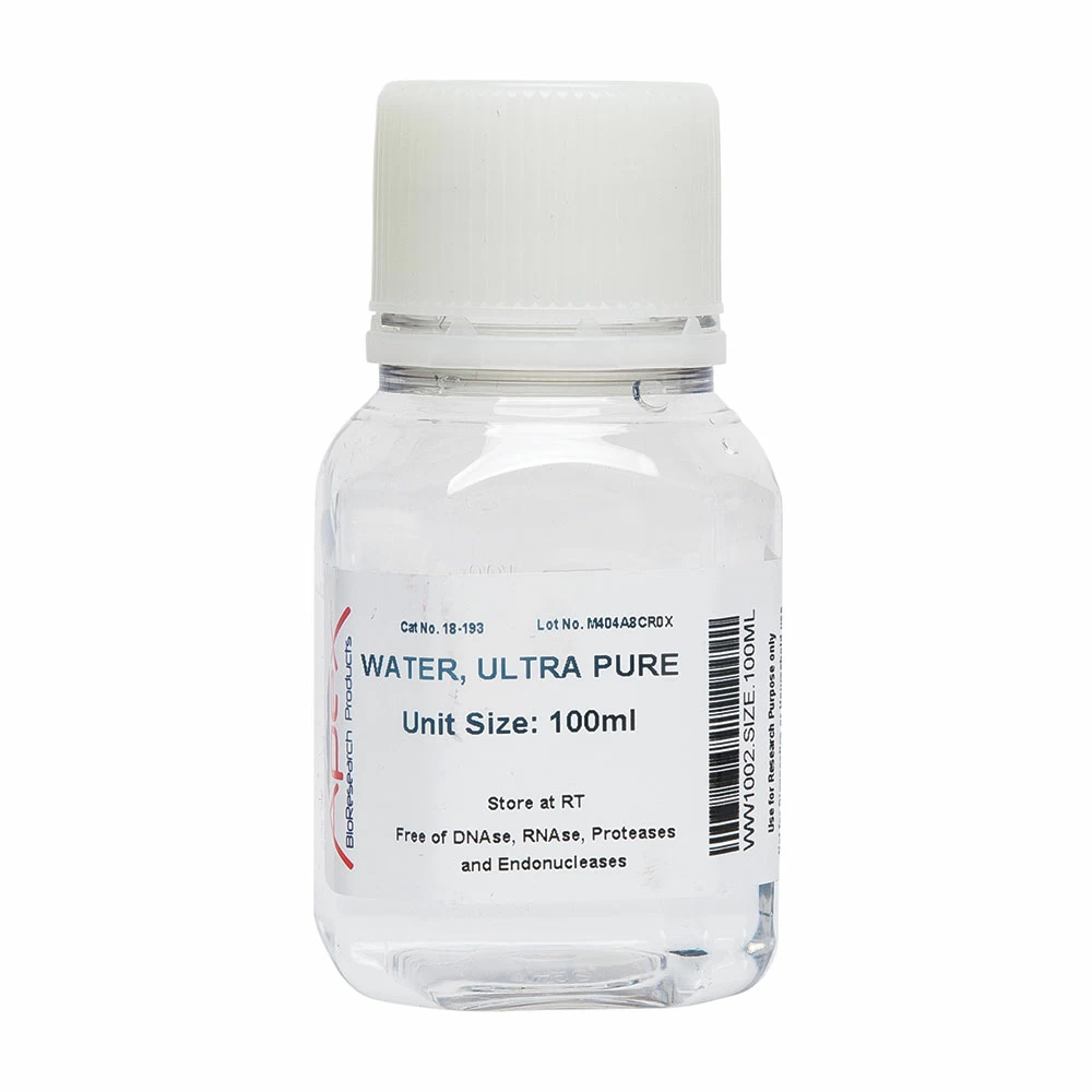 Apex Bioresearch Products 18-193 Water, Ultra Pure, Sterile, Molecular Biology Grade, 100ml/Unit primary image