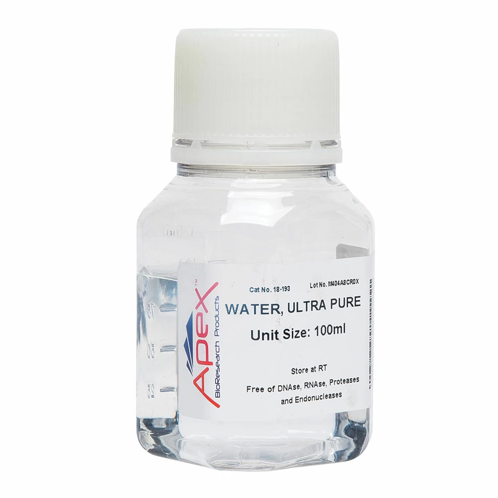Apex Bioresearch Products 18-193 Water, Ultra Pure, Sterile, Molecular Biology Grade, 100ml/Unit secondary image