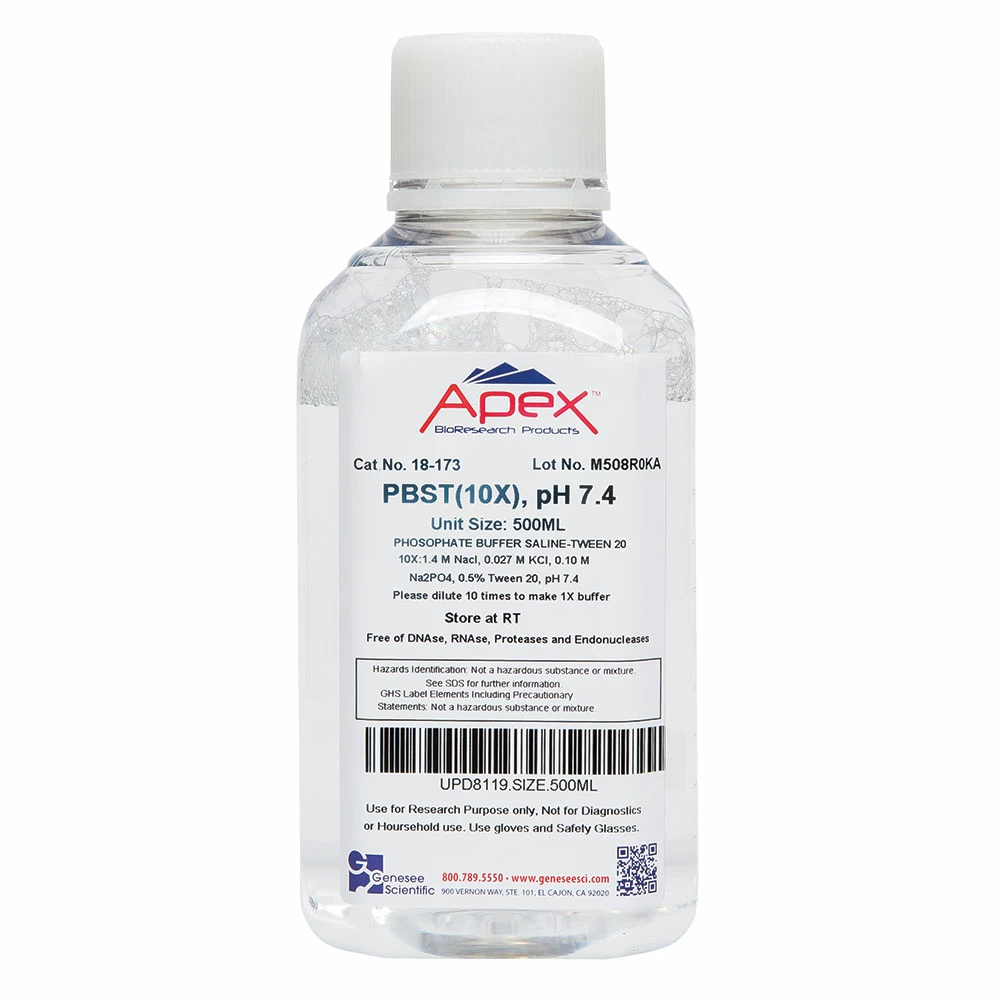 Apex Bioresearch Products 18-173 PBST (PBS-Tween 20), 10X, pH 7.4, 500ml/Unit primary image