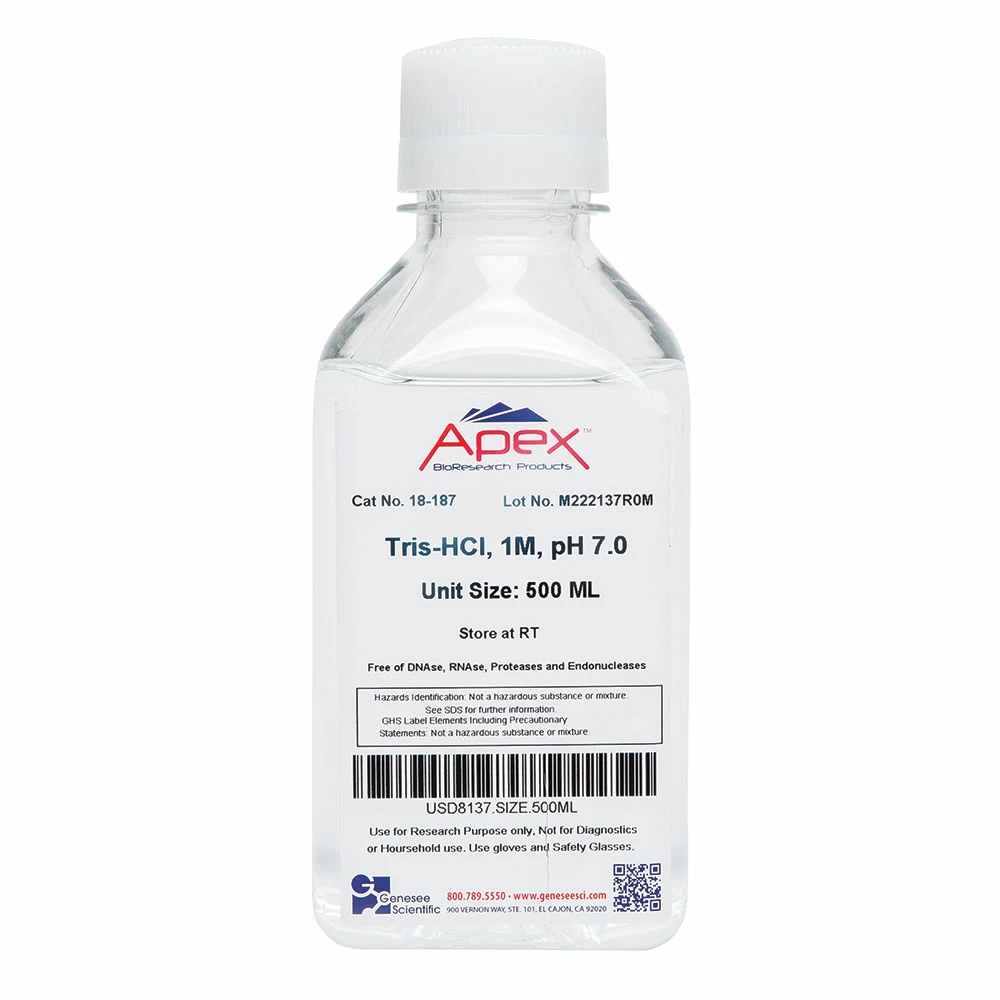 Apex Bioresearch Products 18-187 Tris-HCl, 1M, 1X, pH 7.0, 500ml/Unit primary image