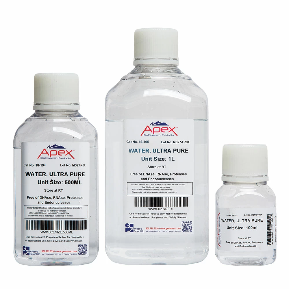 Apex Bioresearch Products 18-194 Water, Ultra Pure, Sterile, Molecular Biology Grade, 500ml/Unit secondary image