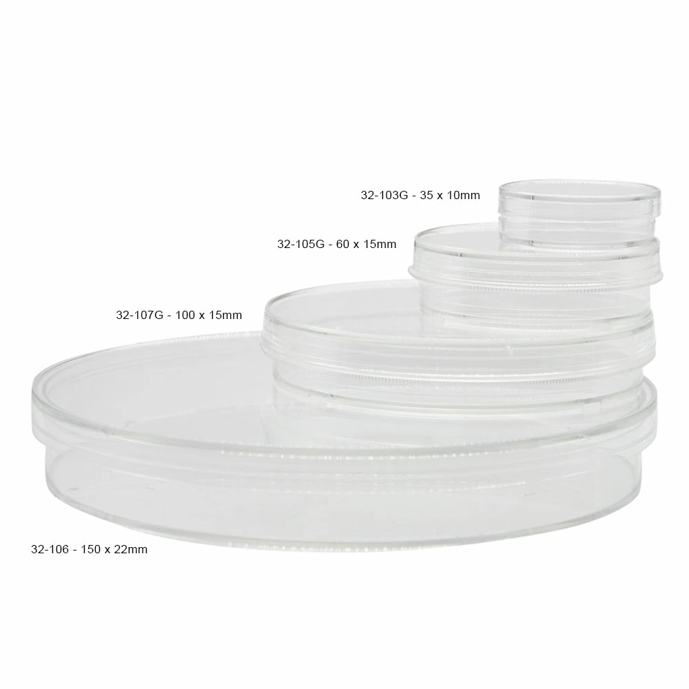 60mm x 12mm 60mm GLASS PETRI DISHES PACK OF 5.
